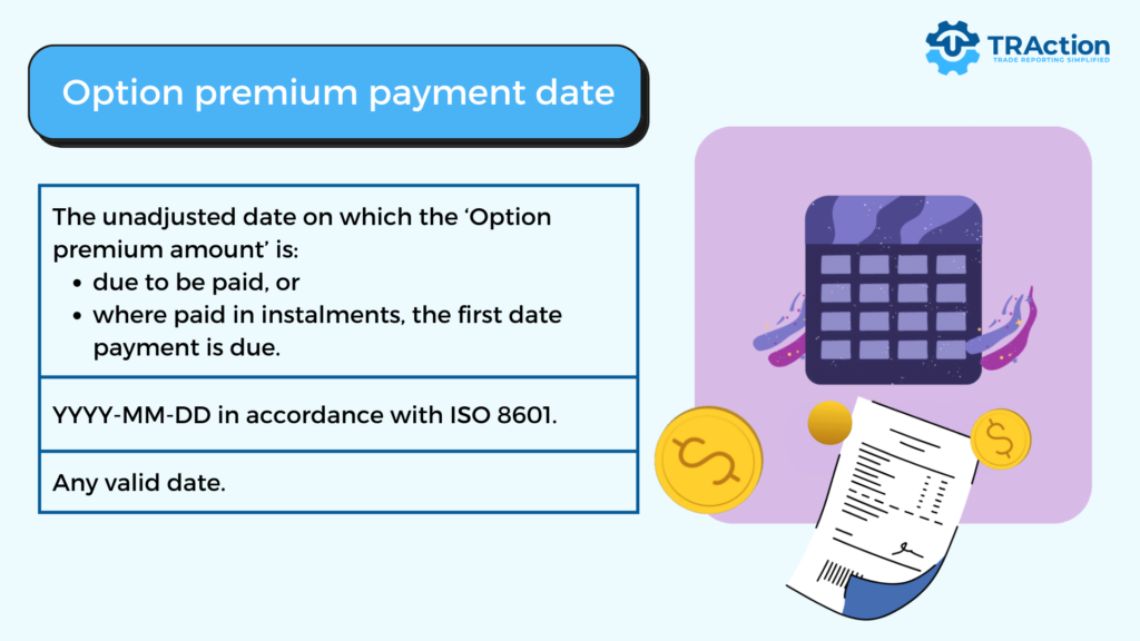 In the ASIC Rewrite field 'Option premium payment date' you must: * put the payment due date, or if it's paid in instalments, then the date for the first payment.