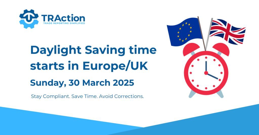 Red alarm clock, EU flag and UK flag. Daylight saving time EU/UK